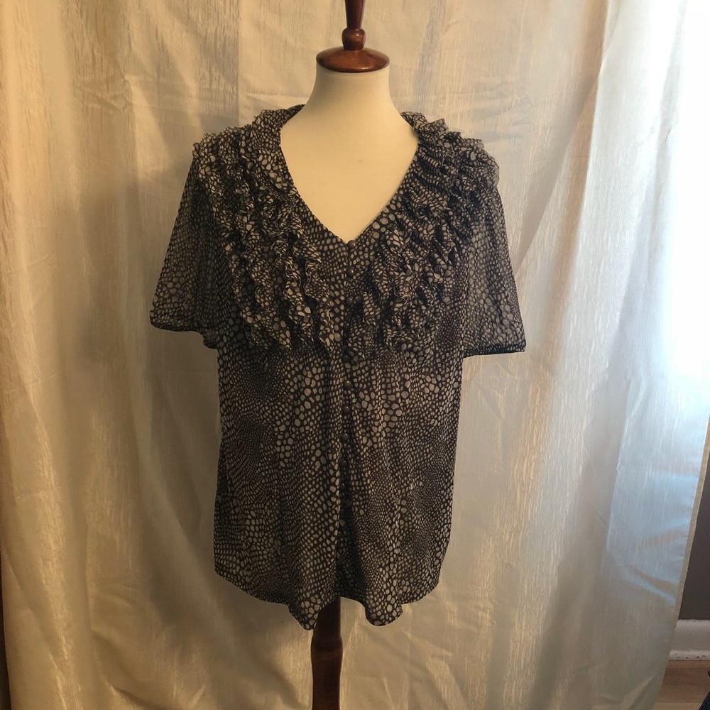 INC plus animal print blouse with ruffles, 1X